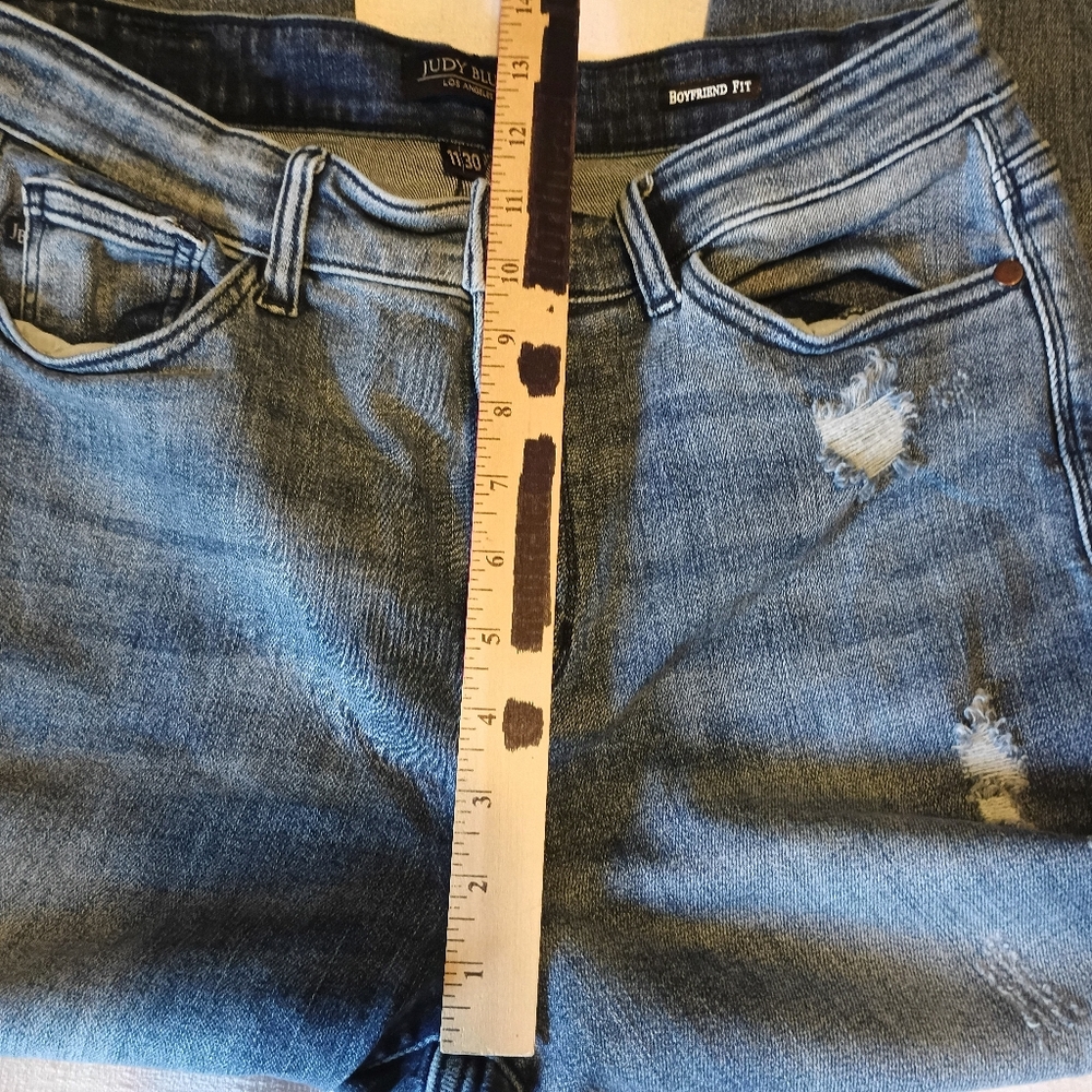 JUDY BLUE Jeans Women's Size 11/30 High-Rise Boyfriend Fit Distressed Stretch. - Picture 13 of 16